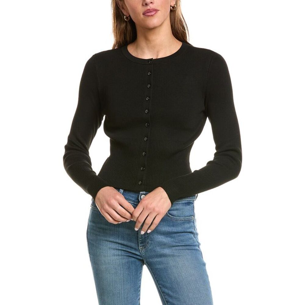 525 America Womens High Rib Cardigan, Black